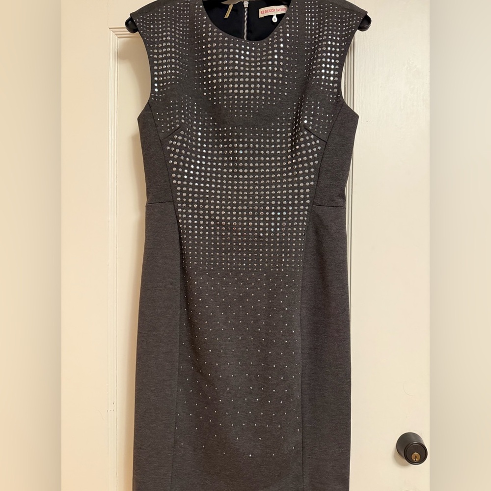 Rebecca Taylor Women’s dress size 6 grey with metallic studs - Picture 2 of 6
